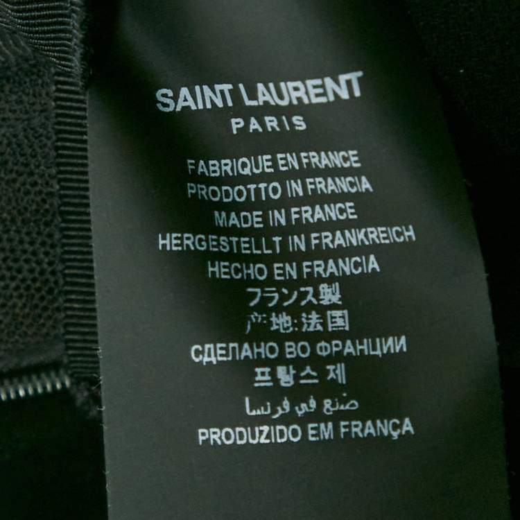 Pre Owned جمبسوت سان لوران باريس صوف أسود بتفاصيل حجر الراين وحافة متموجة مقاس صغير