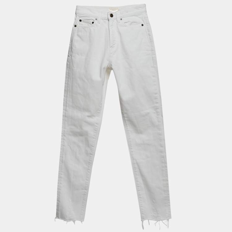 مملوكة مسبقًا Saint Laurent White Denim Straight Fit Jeans S/Waist 25"