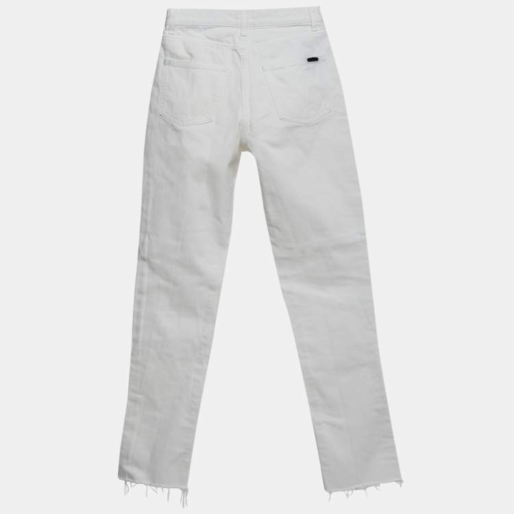 مملوكة مسبقًا Saint Laurent White Denim Straight Fit Jeans S/Waist 25"