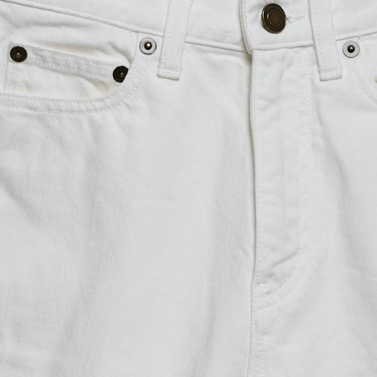 مملوكة مسبقًا Saint Laurent White Denim Straight Fit Jeans S/Waist 25"
