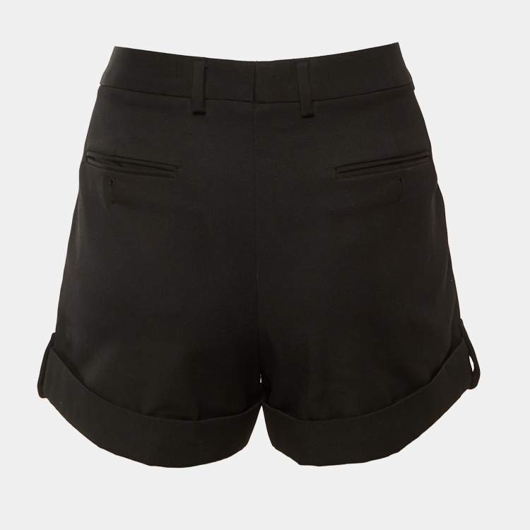 مملوكة مسبقًا شورت سان لوران باريس صوف أسود مقاس وسط - ميديووم