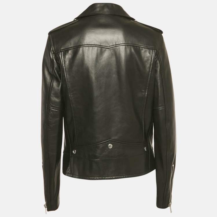 Pre Owned Saint Laurent Black Leather Biker Jacket M