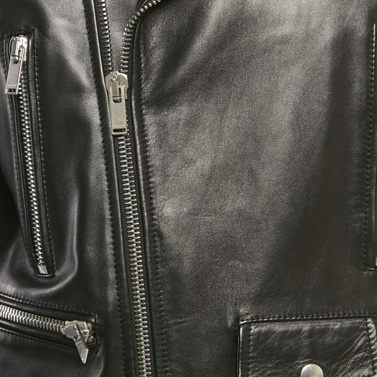 Pre Owned Saint Laurent Black Leather Biker Jacket M