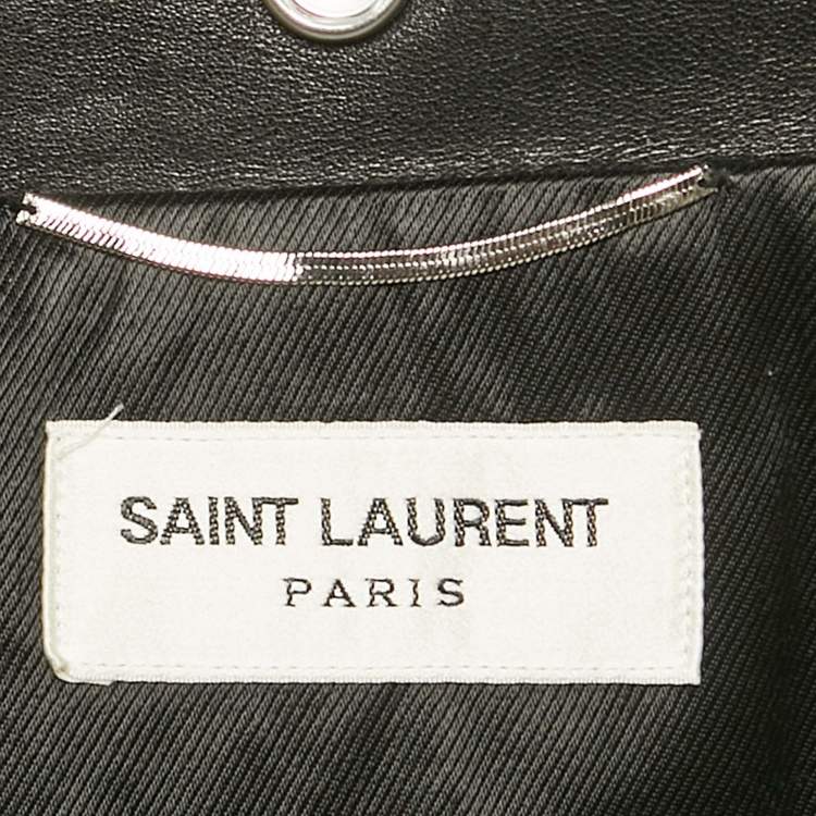 Pre Owned Saint Laurent Black Leather Biker Jacket M