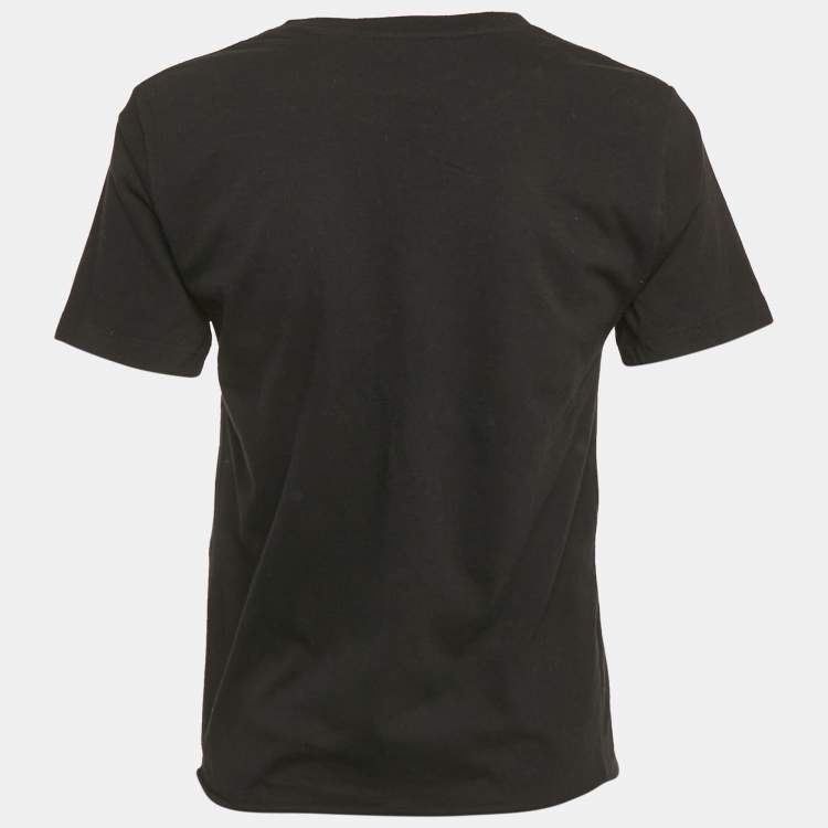 Pre Owned Saint Laurent Black Logo Print Jersey T-Shirt S