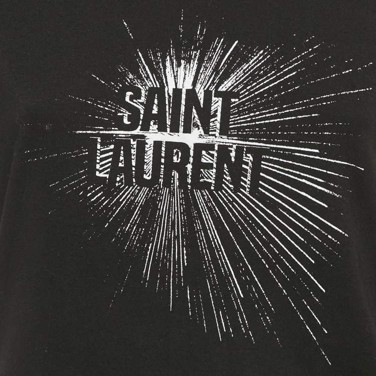 Pre Owned Saint Laurent Black Logo Print Jersey T-Shirt S
