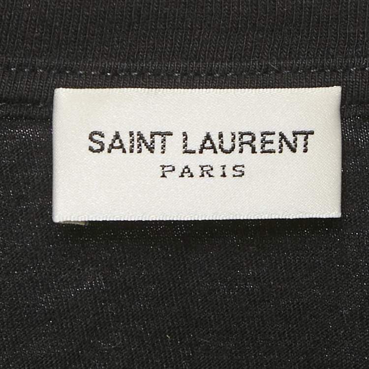 Pre Owned Saint Laurent Black Logo Print Jersey T-Shirt S