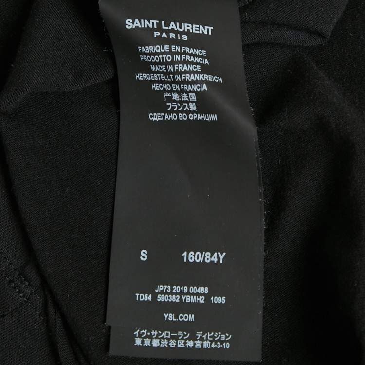 Pre Owned Saint Laurent Black Logo Print Jersey T-Shirt S