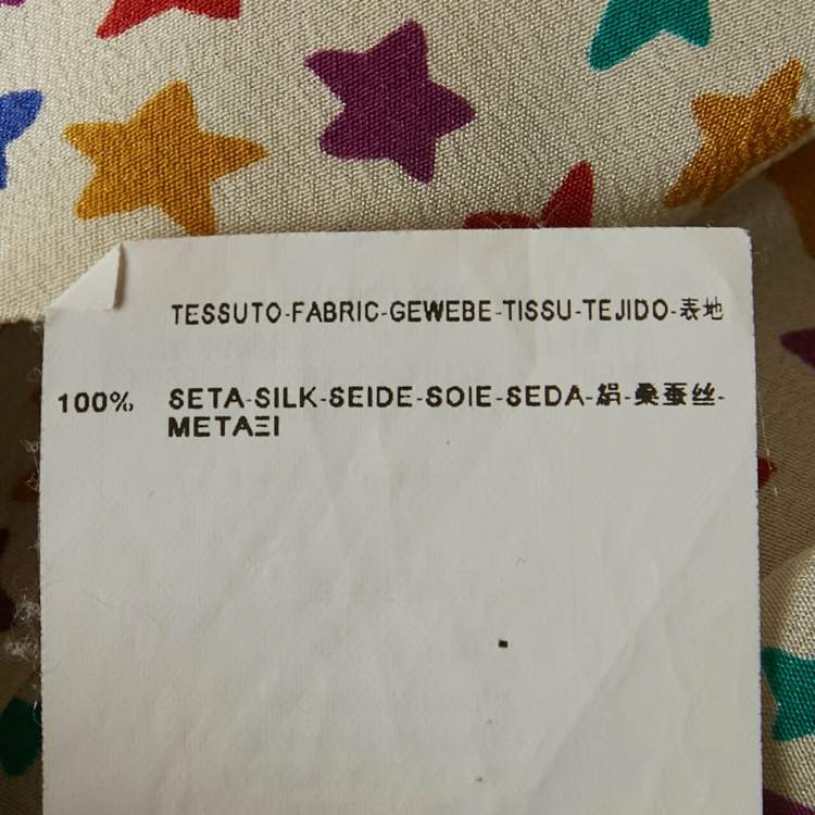 Pre Owned Saint Laurent Paris Printed Silk Button Up Blouse XL