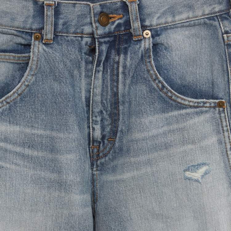 Pre Owned Saint Laurent Blue Denim Straight Fit Jeans S/Waist 25"