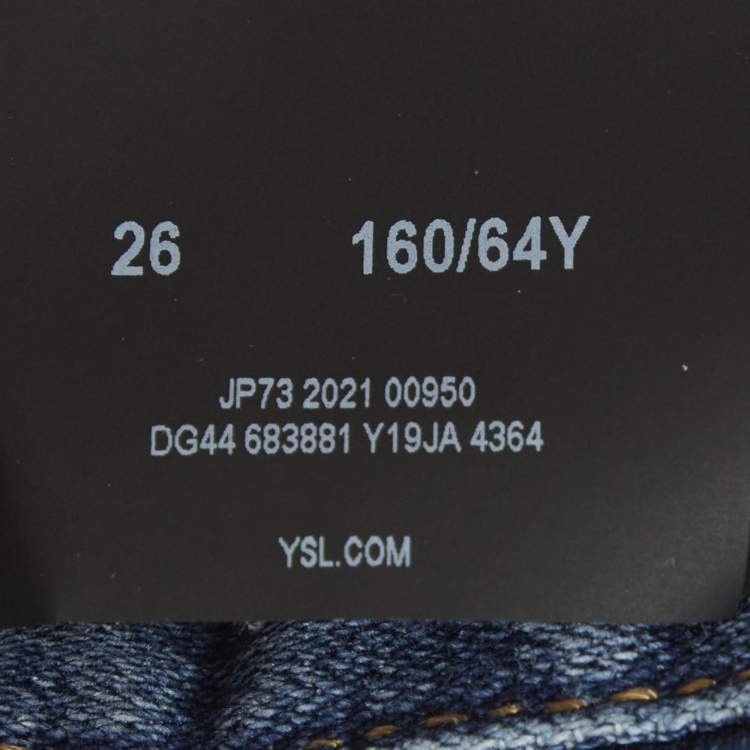 Pre Owned Saint Laurent Paris Blue Denim Straight Fit Jeans S/Waist 27"