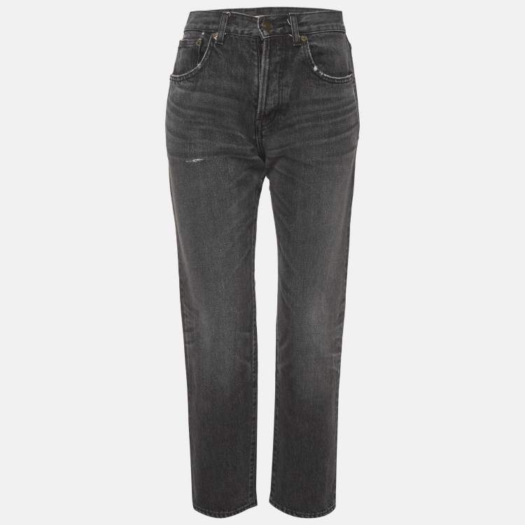 Pre Owned Saint Laurent Paris Grey High Rise Jeans S/Waist 27"