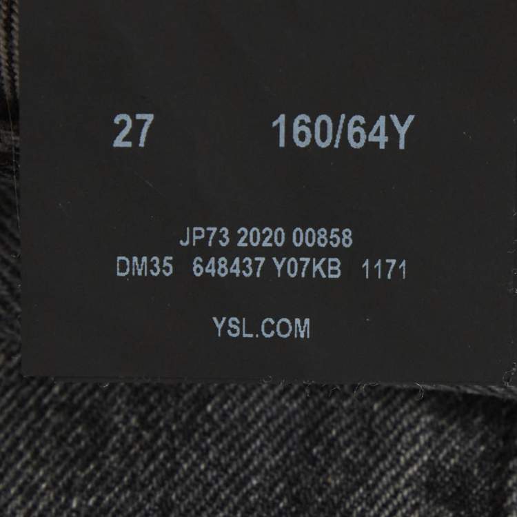Pre Owned Saint Laurent Paris Grey High Rise Jeans S/Waist 27"