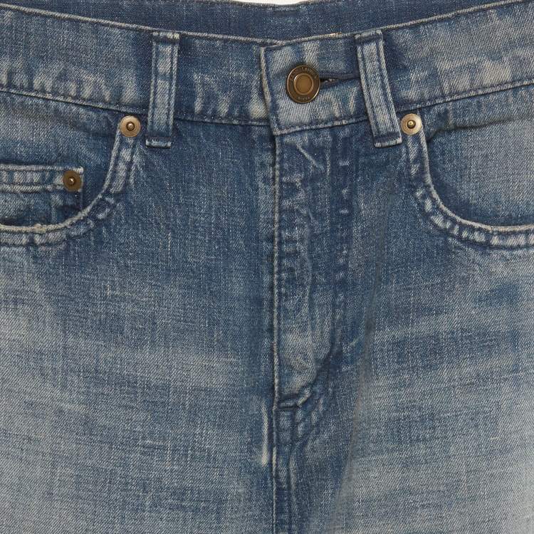 Pre Owned Saint Laurent Blue Regular Fit High Rise Jeans XS/Waist 25"