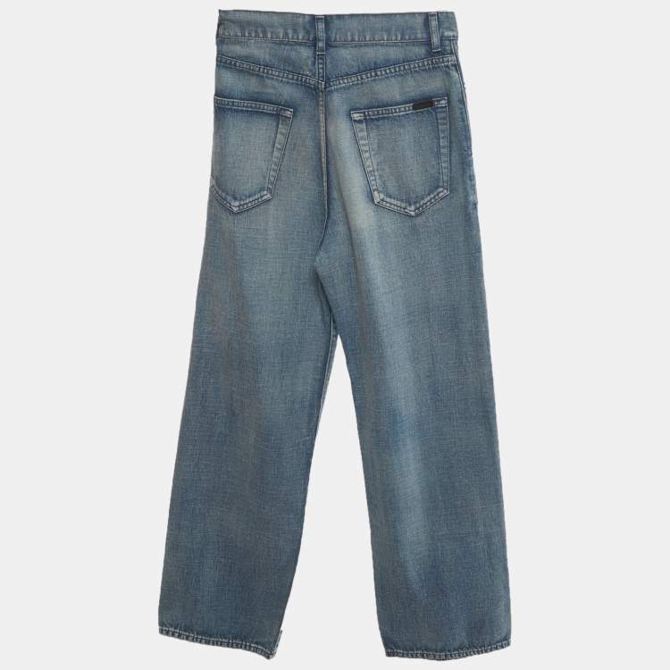 Pre Owned Saint Laurent Blue Regular Fit High Rise Jeans XS/Waist 25"