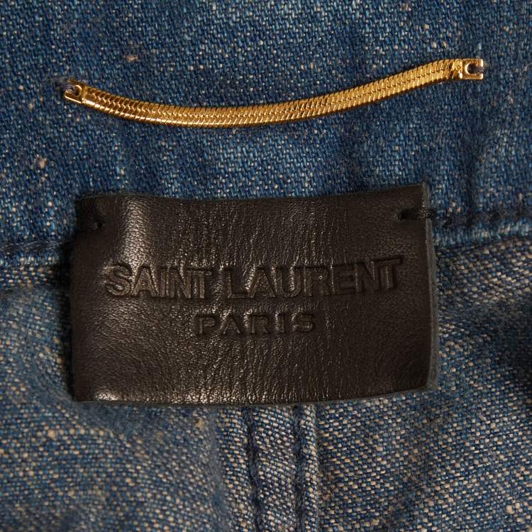 Pre Owned Saint Laurent Blue Regular Fit High Rise Jeans XS/Waist 25"