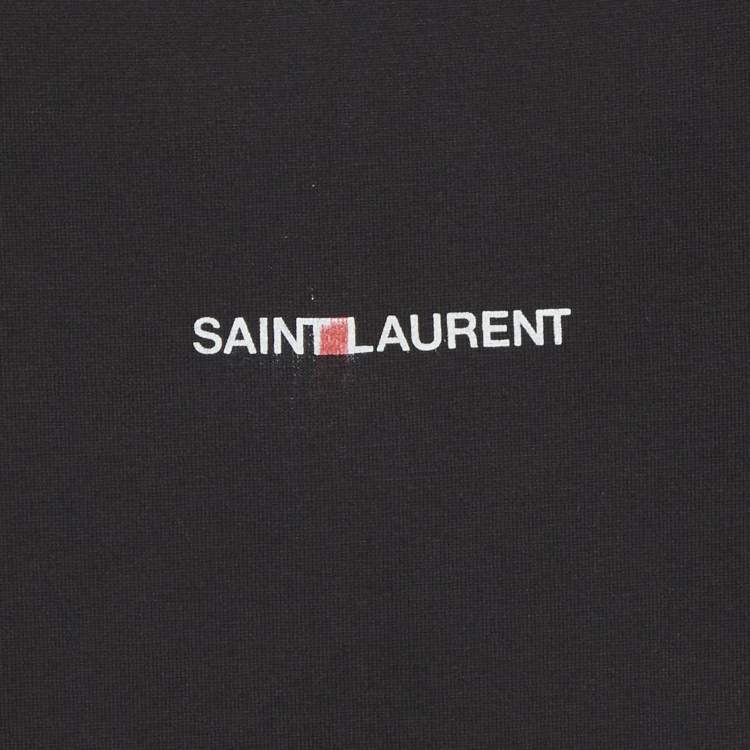 Pre Owned تي شيرت سان لوران باريس جيرسي بطبعة شعار أسود مقاس كبير