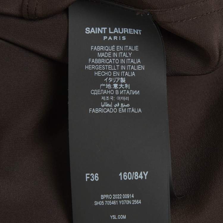 Pre Owned Saint Laurent Paris Brown Silk Long Sleeve Shirt S
