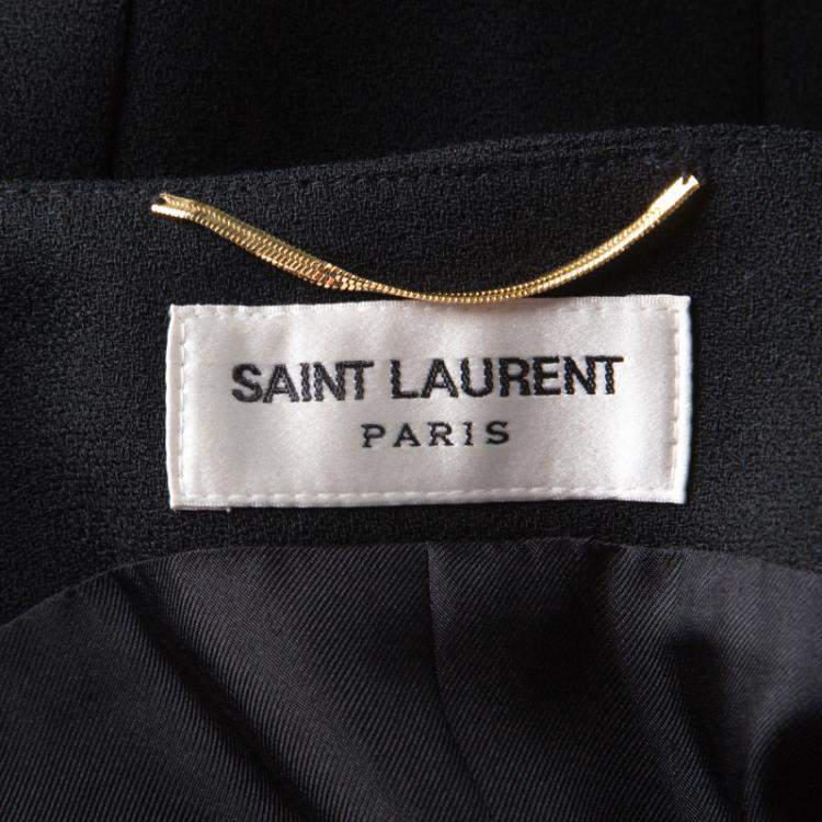 Pre Owned Saint Laurent Black Wool Asymetric Sleeveless Dress M