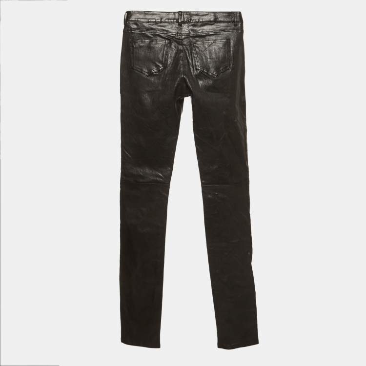 مملوكة مسبقًا Saint Laurent Black Leather Mid Rise Pants M
