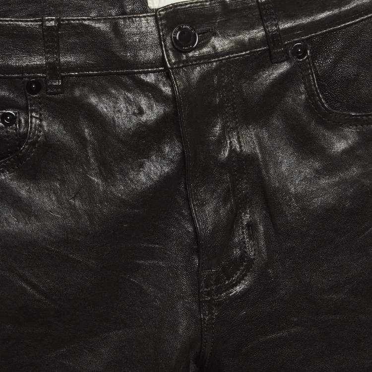 مملوكة مسبقًا Saint Laurent Black Leather Mid Rise Pants M