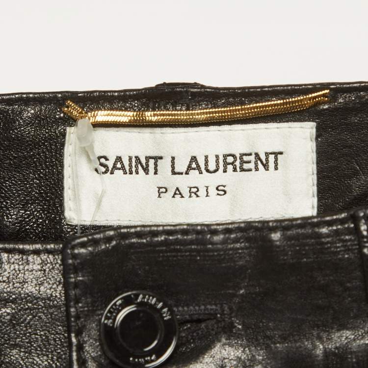 مملوكة مسبقًا Saint Laurent Black Leather Mid Rise Pants M