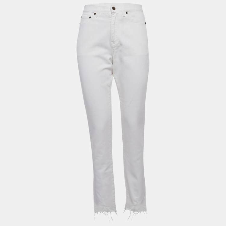 Pre Owned Saint Laurent Paris White Denim Mid-Rise Jeans S/Waist 27"