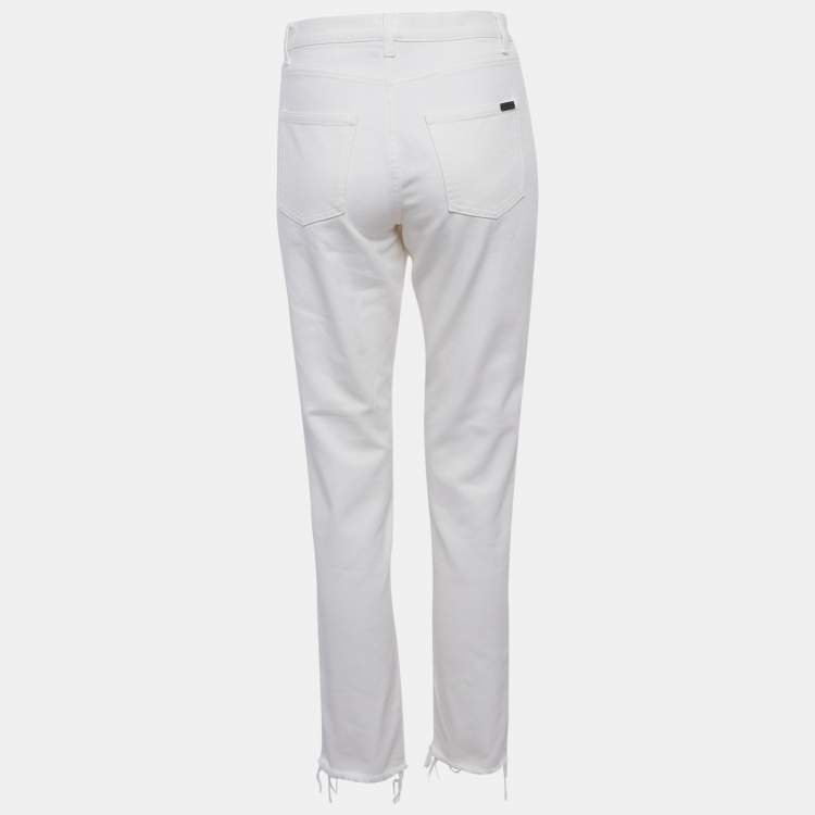 Pre Owned Saint Laurent Paris White Denim Mid-Rise Jeans S/Waist 27"