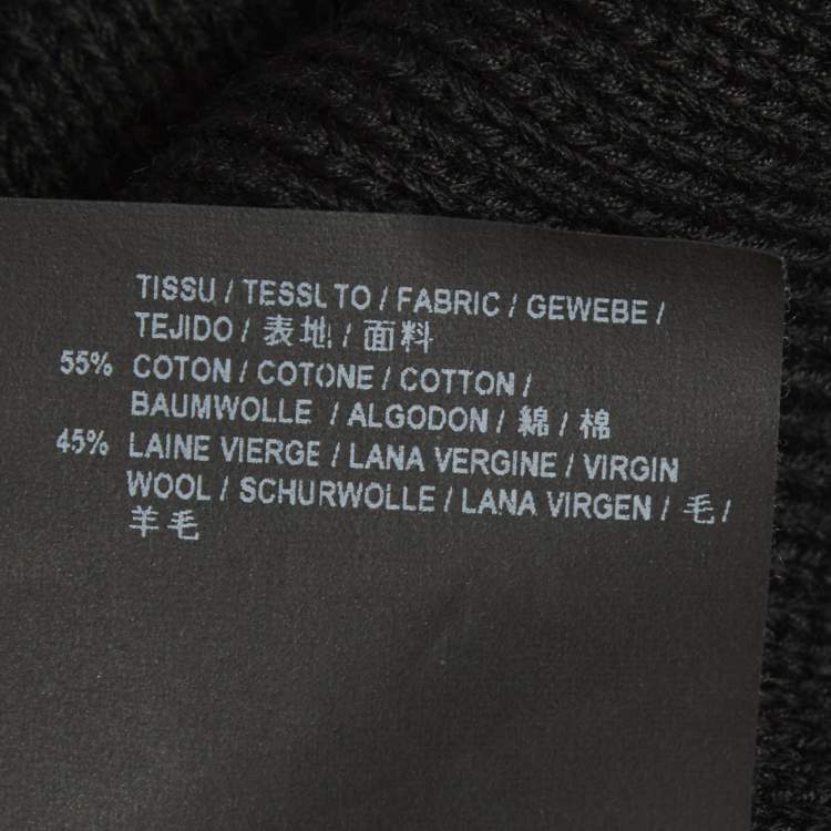 Pre Owned Saint Laurent Paris Black Wool Blend Logo Patch Sweater S