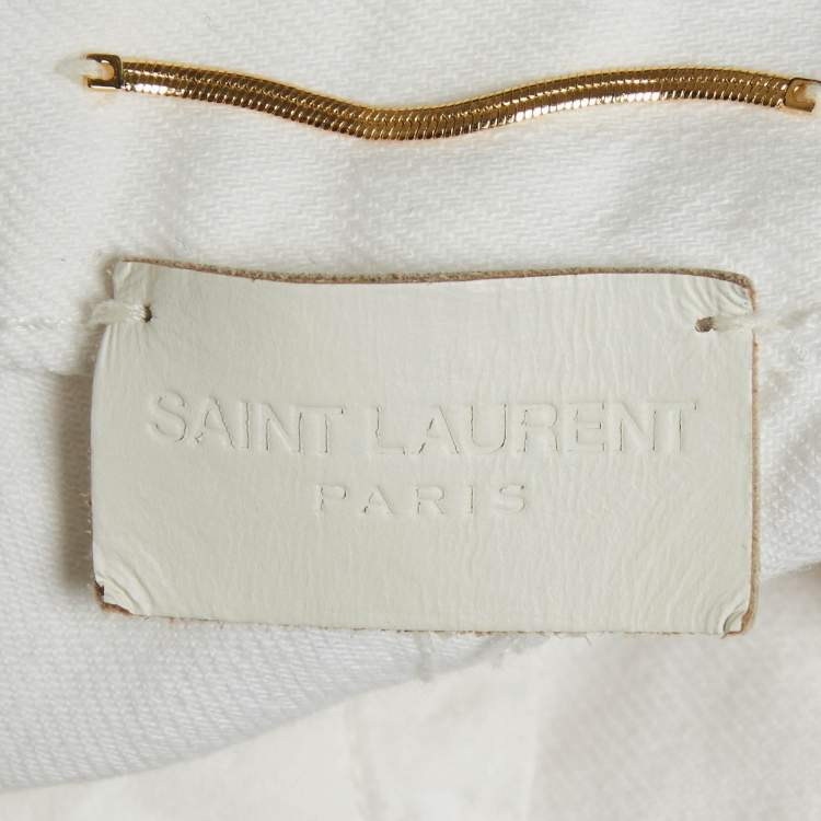 Pre Owned Saint Laurent White Denim Straight Fit Jeans S/Waist 26"