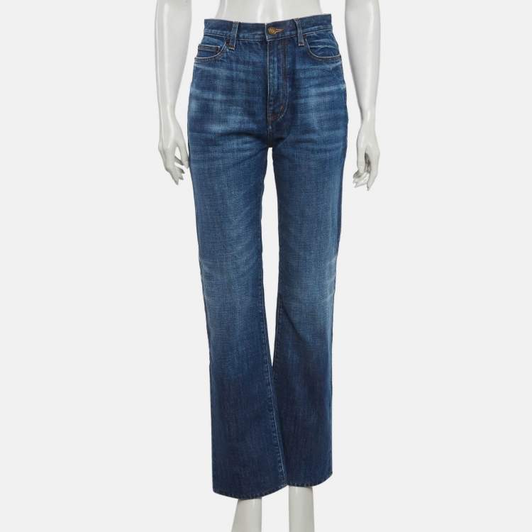 Pre Owned Saint Laurent Paris Blue Denim Straight Fit Jeans S/Waist 27"