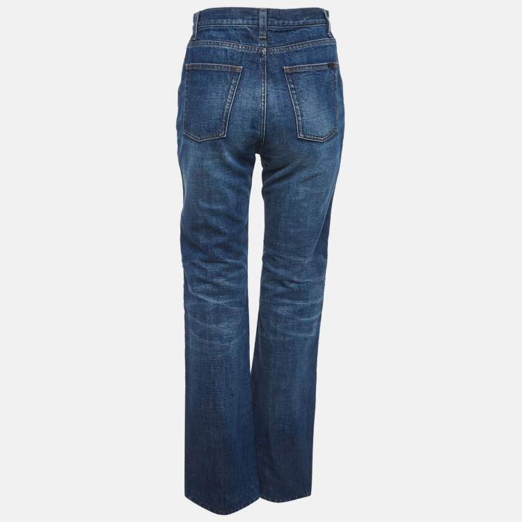 Pre Owned Saint Laurent Paris Blue Denim Straight Fit Jeans S/Waist 27"