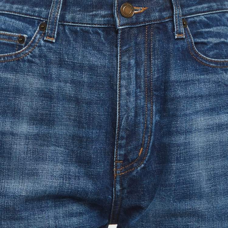 Pre Owned Saint Laurent Paris Blue Denim Straight Fit Jeans S/Waist 27"