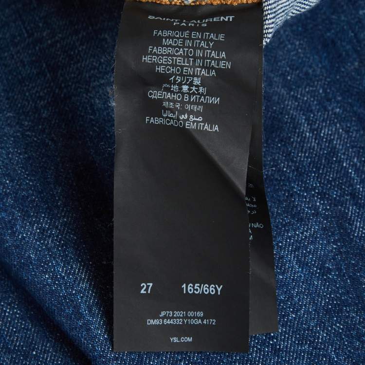 Pre Owned Saint Laurent Paris Blue Denim Straight Fit Jeans S/Waist 27"