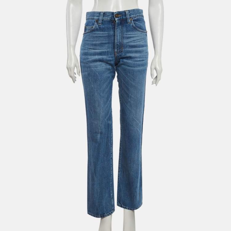 Pre Owned Saint Laurent Paris Blue Denim Straight Fit Jeans S/Waist 28"