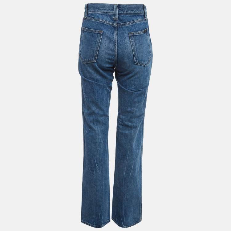 Pre Owned Saint Laurent Paris Blue Denim Straight Fit Jeans S/Waist 28"