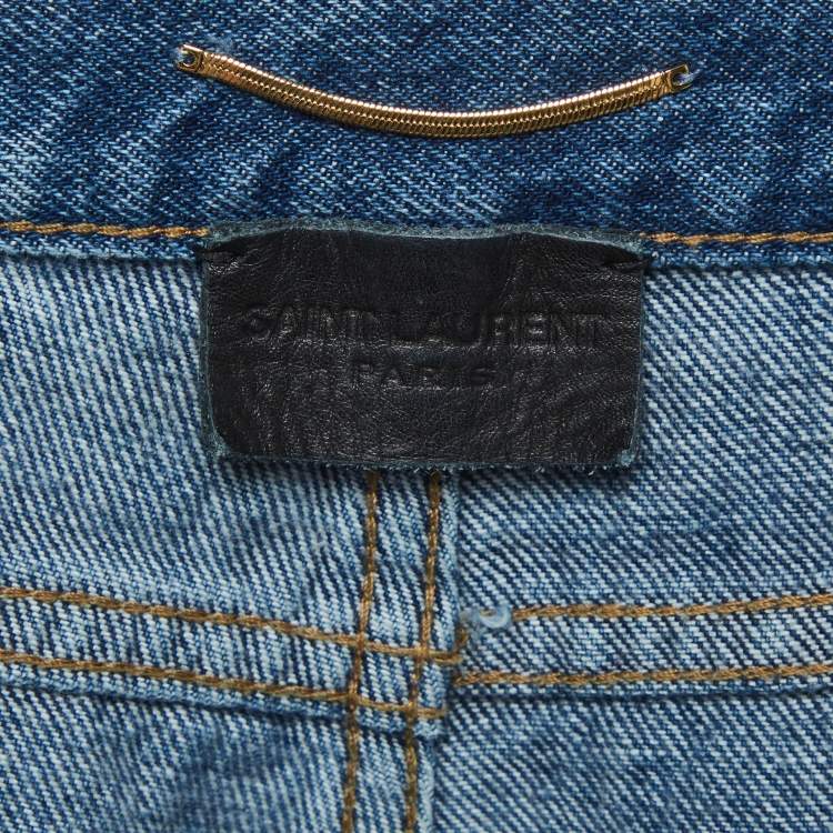 Pre Owned Saint Laurent Paris Blue Denim Straight Fit Jeans S/Waist 28"