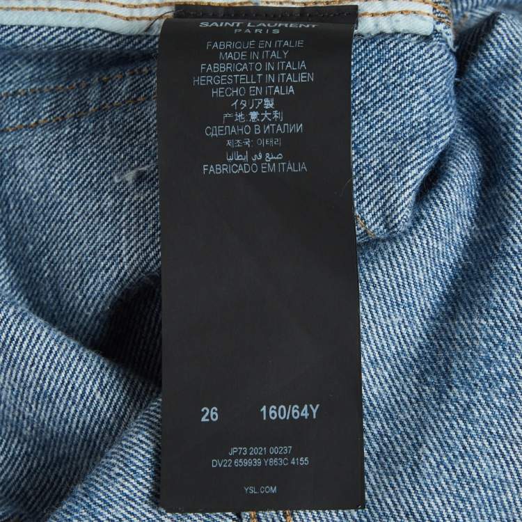 Pre Owned Saint Laurent Paris Blue Denim Straight Fit Jeans S/Waist 28"