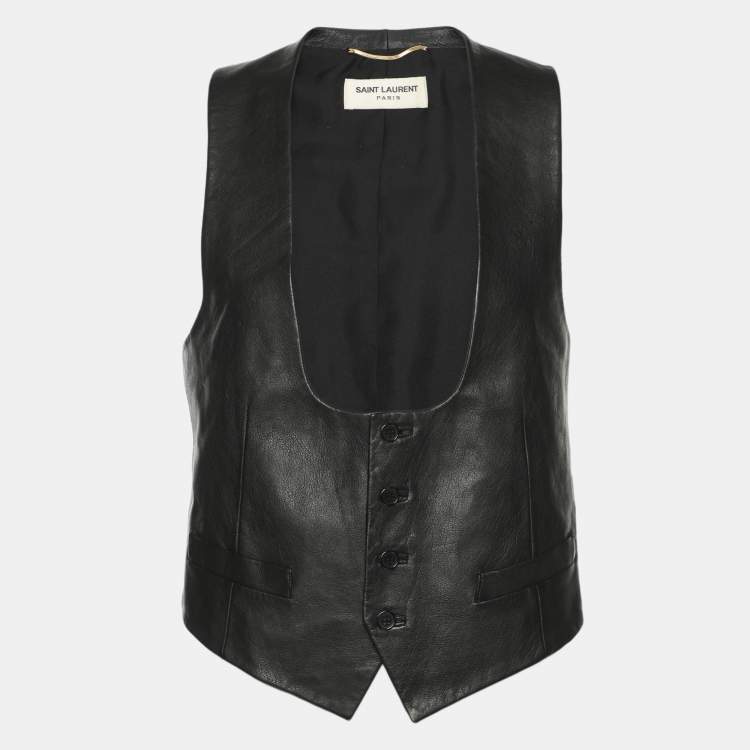 Pre Owned Saint Laurent Black Leather Vest M