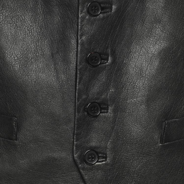 Pre Owned Saint Laurent Black Leather Vest M