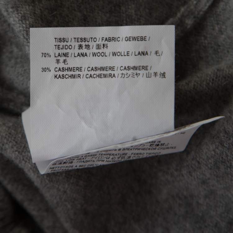 Pre Owned Saint Laurent Paris Grey Distressed Wool and Cashmere Crew Neck Sweater L