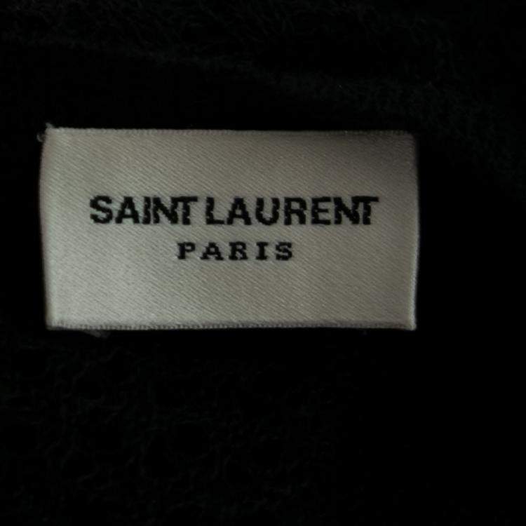 Pre Owned Saint Laurent Paris Black Perforated Knit Mesh Long Sleeve Dress S