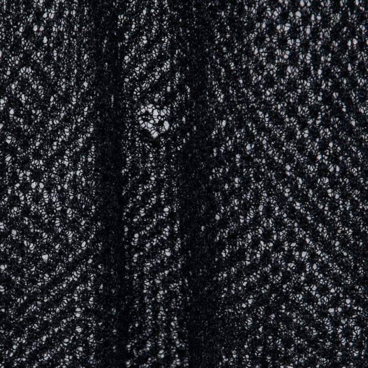 Pre Owned Saint Laurent Paris Black Perforated Knit Mesh Long Sleeve Dress S