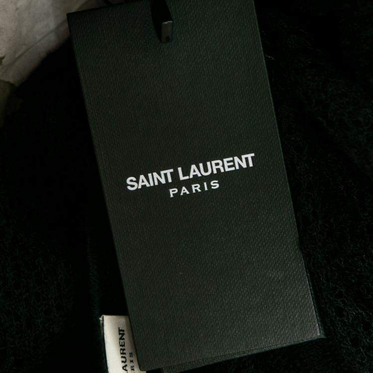 Pre Owned Saint Laurent Paris Black Perforated Knit Mesh Long Sleeve Dress S