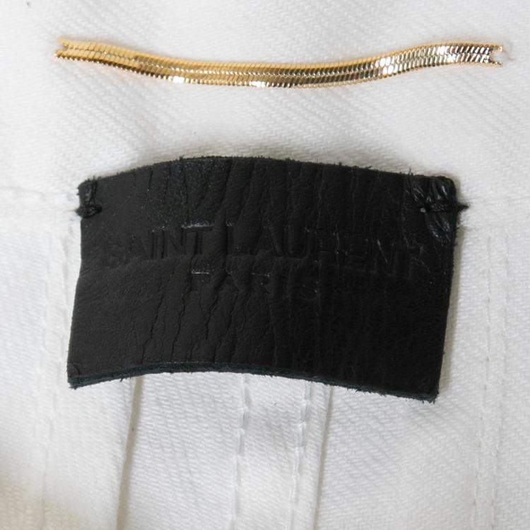 Pre Owned Saint Laurent Paris White Cotton Stretch Denim Skinny Jeans M