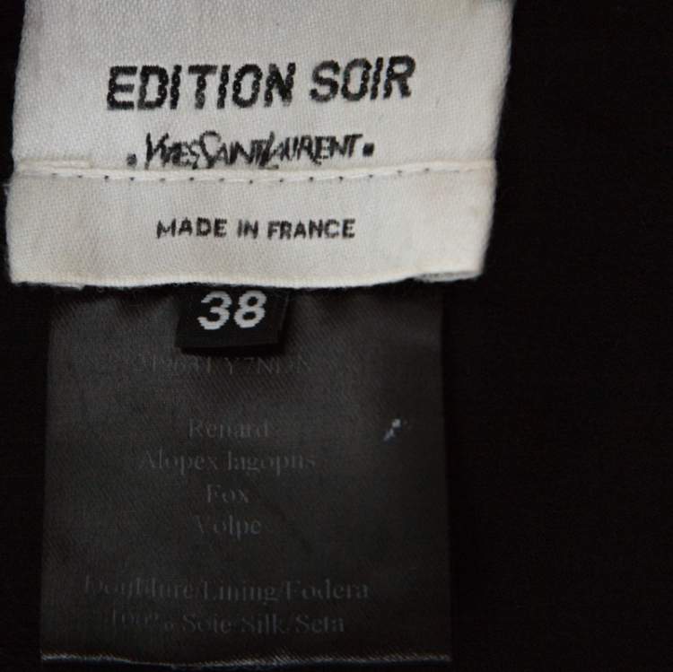 Pre Owned Saint Laurent Paris Edition Soir Black Fox Fur Bolero M 