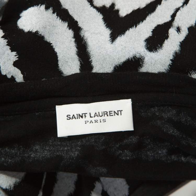Pre Owned Saint Laurent Paris Monochrome Animal Stripes Print Jersey T-Shirt S