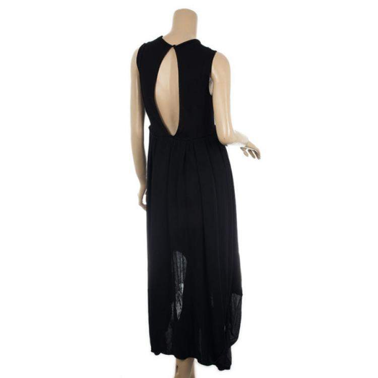 Pre Owned Saint Laurent Paris Black Pleated Evening Dress M