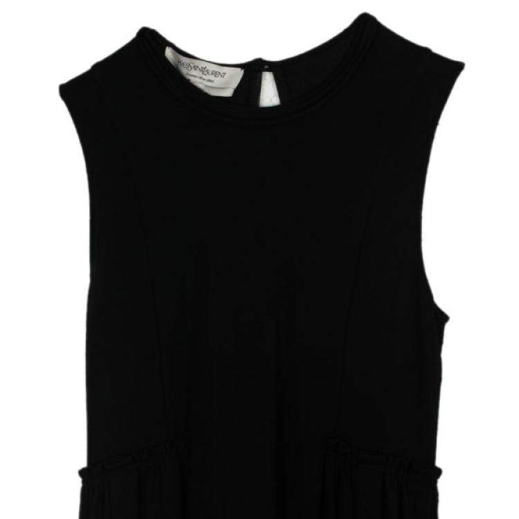 Pre Owned Saint Laurent Paris Black Pleated Evening Dress M