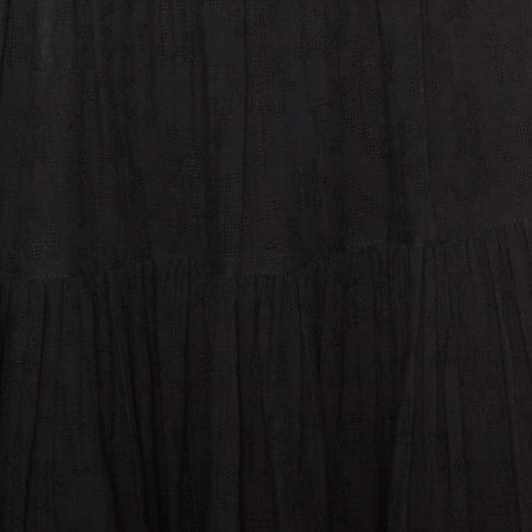 Pre Owned Saint Laurent Paris Black Jacquard Maxi Skirt M